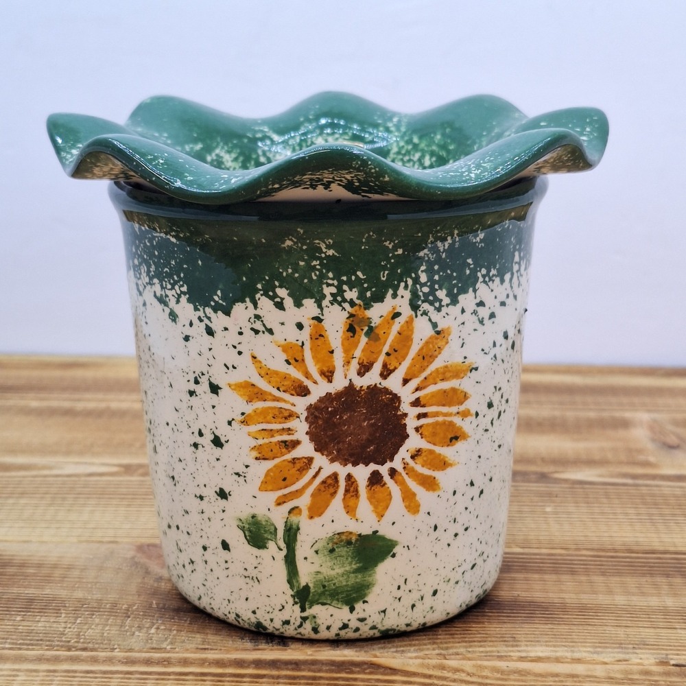 Handmade Studio Pottery Ceramic Wax Melt Warmer Sunflower Trinket Dish